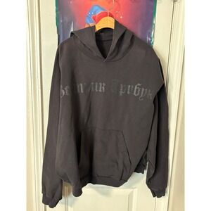 Gosha Rubchinskiy Cyrillic Logo Oversized Hoodie Faded Black Mens XL